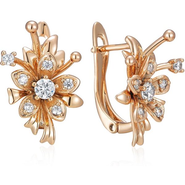 Kienl Pendiente Colgante De Flor Color Oro Rosa ÚNico Para Mujer Accesorios Brillantes De Circonita Natural JoyeríA Vintage Diaria Regalo Brown-image