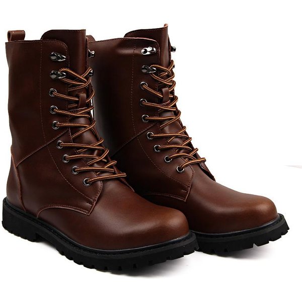 Botines De Moda Hombre Exterior Cuero Invierno Piel CáLido Botas Hombre Botas De Caza Para Hombre Zapatos Casual 45 Black-image