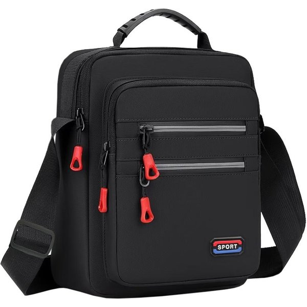 Klasyczna Sportowa Torba Na Ramię Z Wieloma Kieszeniami WytrzymałA Wodoodporna Nylonowa Torba Crossbody Dla MężCzyzn Black-image