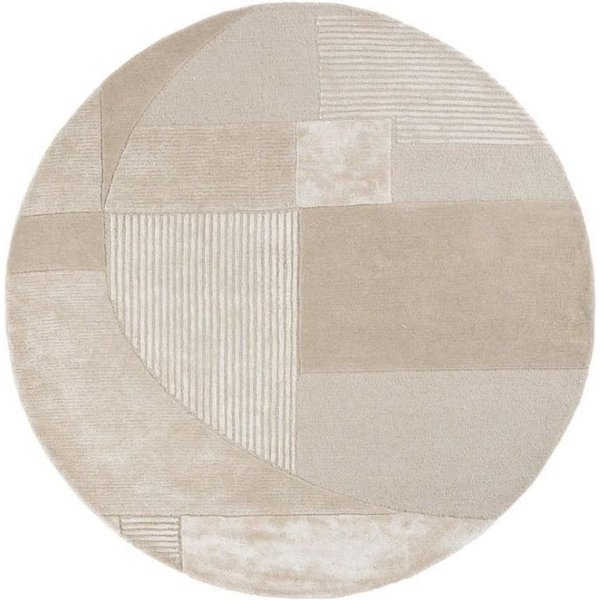 Abstrakcyjny Zielony BeżOwy OkrąGłY Dywan Nowoczesny Geometryczny WzóR Linii AntypośLizgowy Mata Do Salonu Sofa KrzesłO 120X120Cm-image