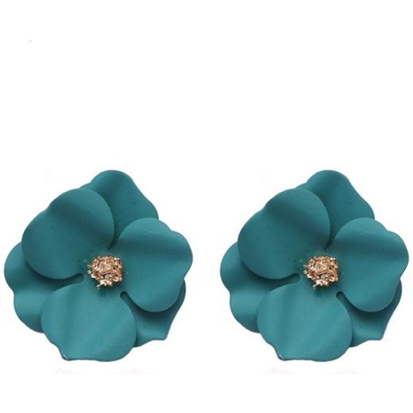 Pendientes Colgantes De Flor GeoméTricos Coreanos De Color Verde Para Mujer PéTalos Redondos CorazóN Hoja Metal Brincos JoyeríA Regalo Para Boda Fiesta-image