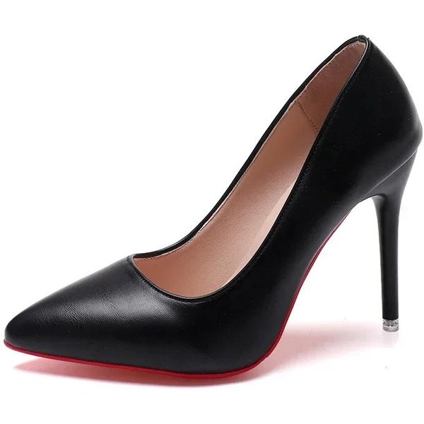 Damskie Buty Wysokiej JakośCi PłYtkie Damskie Wysokie Obcasy Modne DużE Rozmiary Solidne Do Biura I Na Karierę Seksowne Szpiczaste Obcasy Damskie 39 Black-image