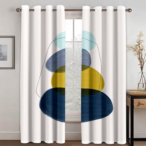 Arte GeoméTrico Abstracto Bohemio Graffiti Cortinas TraslúCidas Cortinas De Ventana Para DecoracióN De Sala De Estar Dormitorio 2 Piezas 50W130H(CM) 2PCS-image
