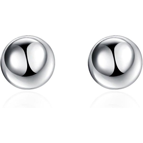 Lindos Pendientes De Plata De Ley 925 Redondos Lisos Macizos De 8/10/12Mm Para Mujer JoyeríA Para Bodas, Compromisos, Fiestas White-image
