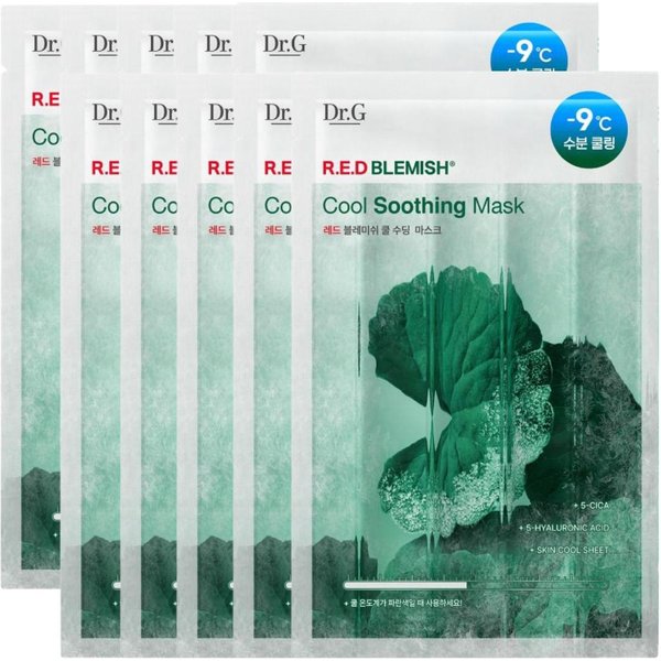 Dr.G R.E.D Blemish Cool Soothing Mask NawilżAjąCa ChłOdząCa Maska Na Twarz 10 Sztuk (30G X 10) White-image