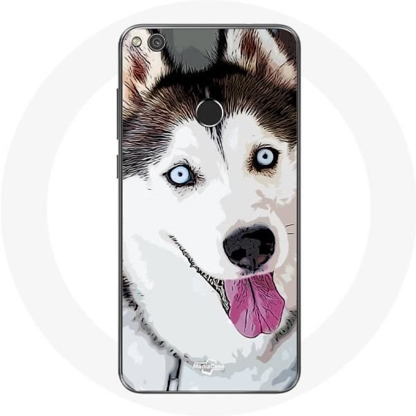 Funda Para Huawei P8 Lite 2017 Husky Siberiano Blanco Ojos Azules-image