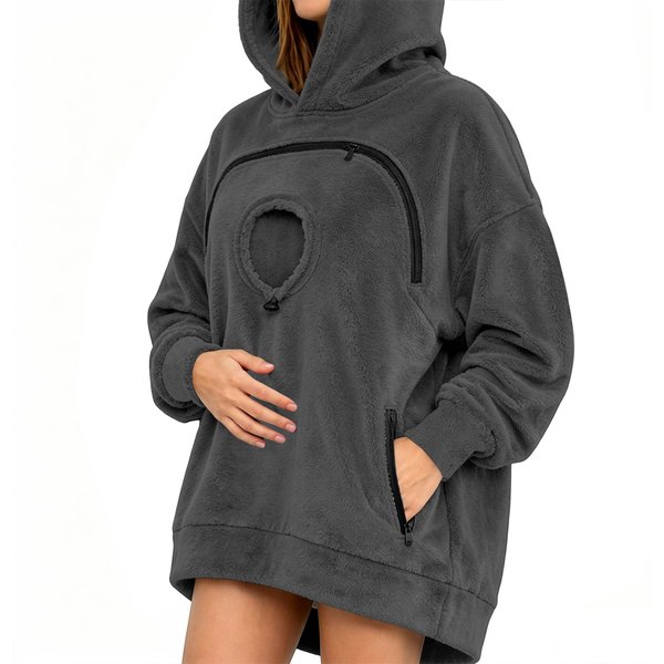 Unisex Bluza Z Kapturem Z DłUgim RęKawem, LuźNy KróJ, Z Kieszenią Na Zwierzę, Do Noszenia Na Co Dzień XL-image