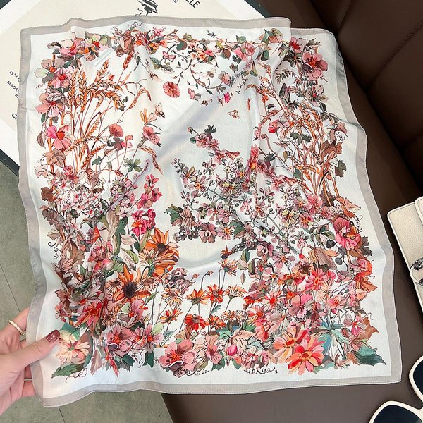 100% Naturalny Jedwabny Szalik Modna MałA Chusta Na Szyję Damska Bandana Szaliki Dla Kobiet HidżAb Szale Chusty Na GłOwę Real Silk 53X53Cm-image