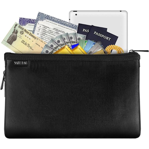 Bolsa De Dinero PequeñA A Prueba De Fuego, Bolsa De Documentos Expandible Resistente Al Fuego Y Al Agua, Bolsa De Almacenamiento Segura Negro-image