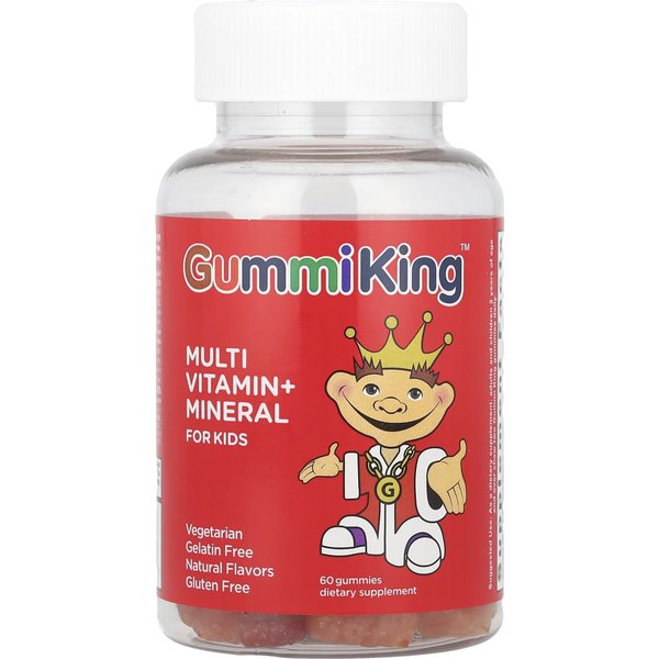 Gummiking, Multivitaminas + Minerales Para NiñOs, Sabores Uva, LimóN, Naranja, Fresa, Cereza, 60 Gominolas-image