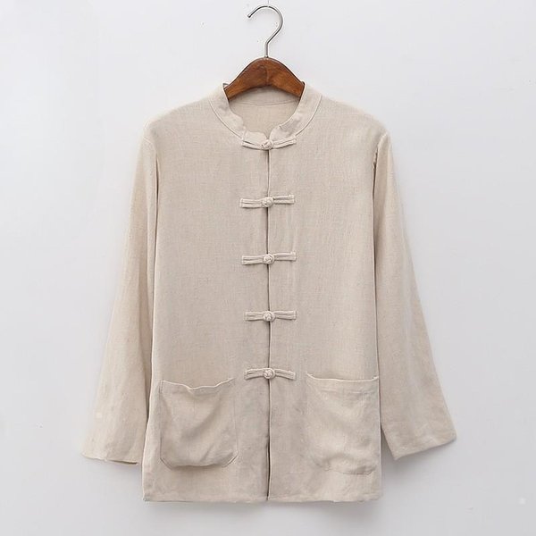 CáRdigan Retro Para Mujer, Camisa Tai Chi, Camisa Tang, Top Estilo Chino XL Beige-image