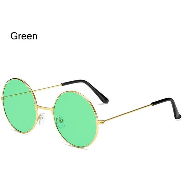 Modne OkrąGłE Okulary PrzeciwsłOneczne Disco Hippie Dla Kobiet MężCzyzn Metalowa Oprawka OkrąGłE Okulary Retro Okulary As Shown Green-image
