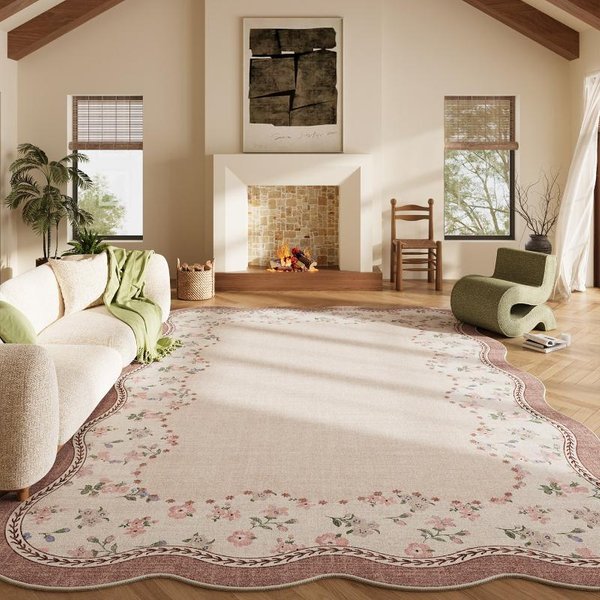 Styl Francuski Dekoracja Salonu DużY Dywan DużE Dywany Do Sypialni Puszysty MięKki Mata PodłOgowa Do Salonu Pogrubiony Pluszowy Dywan 100X160Cm White-image