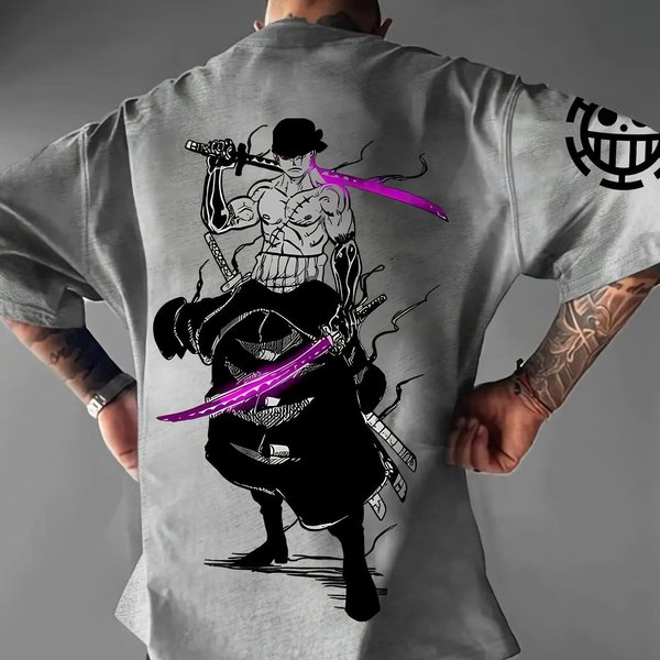 2026 ONE Piece Anime JaponéS Roronoa Zoro Camiseta Unisex Estampada Verano Casual Manga Corta Camiseta De AlgodóN Casual Y2K Xxxl Azul-image