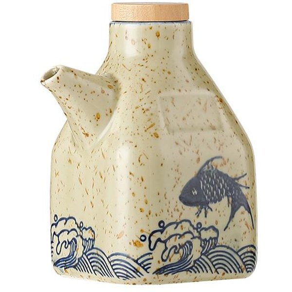 Botella De Aceite De CeráMica Retro, Suministros De Cocina, Recipiente Para Condimentos LíQuidos, Vinagre Y Salsa De Soja, Botella De Aceite De CeráMica De Gran Capacidad Beige-image