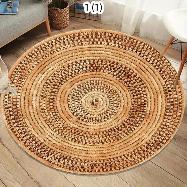 OkrąGłY Dywan, Boho Mata PodłOgowa, Dywanik WejśCiowy, Wiejski Boho WystróJ Domu Mata PodłOgowa Dywan Do Dekoracji Salonu Sypialnia 120X120-image