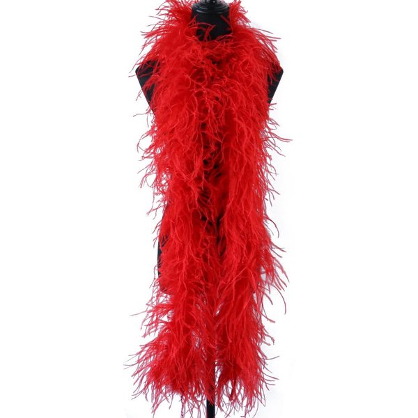 Boa De Plumas De Avestruz De 6 Capas Blanco Natural Plumas Chal Boas De Avestruz Para DecoracióN Superior De Vestido De Novia Personalizado Plumas 6Ply 0.5M Rojo-image
