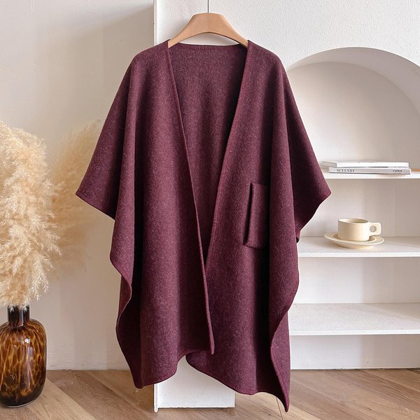 Poncho Para Mujer Chal CáLido De Invierno Doble Cara DiseñAdor Manta Engrosada Bufanda De Lujo Capa Femenina Chal Estola De Cachemira Pashmina Brown-image