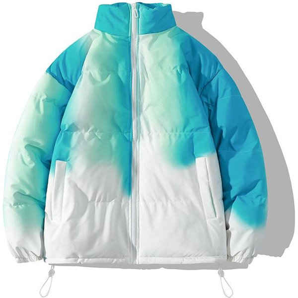 Abrigo De Invierno Degradado Acolchado De AlgodóN Grueso Para Hombre Viento De Hong Kong Amantes CáLido Chaqueta Acolchada De AlgodóN Abrigo Casual Suelto 2XL-image