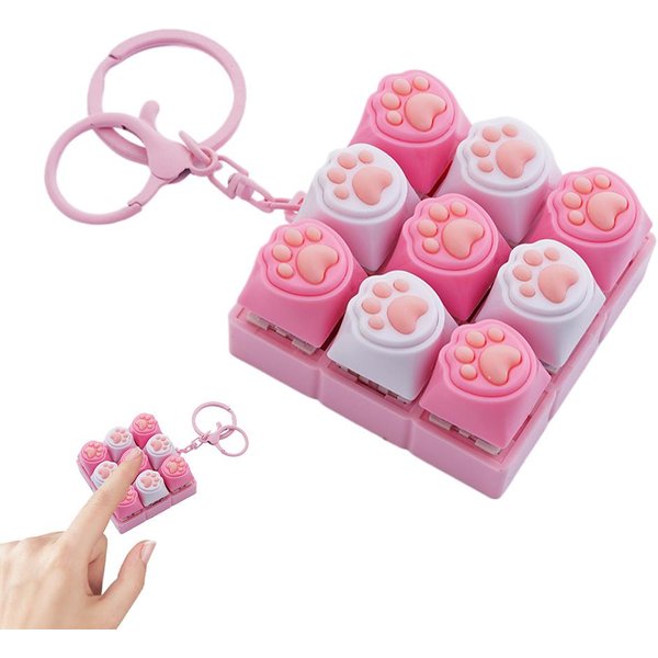 Teclado De 9 Teclas Llavero Fidget Clicker MecáNico Juguete Para Aliviar El EstréS, Llavero Sensorial Apretable Lindo Para Adultos Alivio De La Ansiedad-image