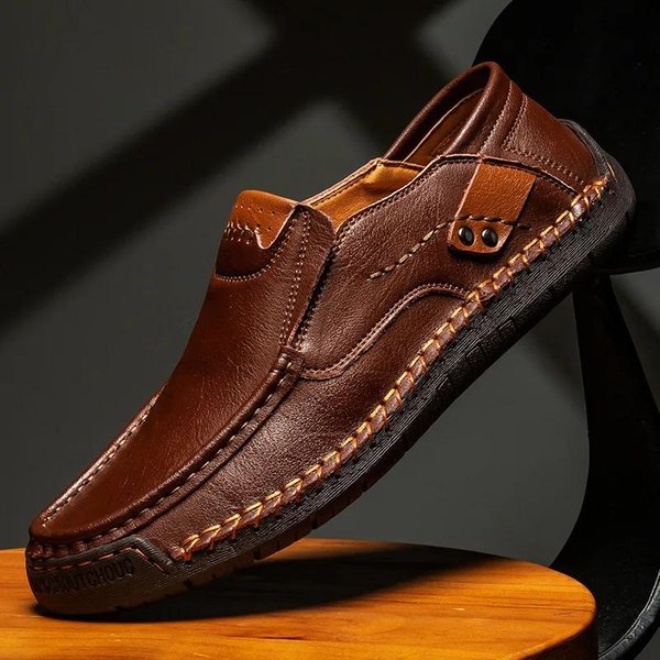 Mocasines Para Hombre Transpirables Slip-On Zapatos Italianos Para Conducir Chaussure Homme Cuero Genuino Hombre Zapatos Casuales Hechos A Mano 48 Brown-image