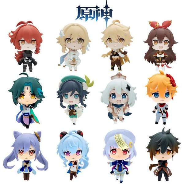 Genshin Impact Model Anime PudełKo Niespodzianka 5 Szt. Losowe Postacie Kolekcjonerska Figurka Akcji Lalka Model Zestaw Prezentowy Dla FanóW Beige-image