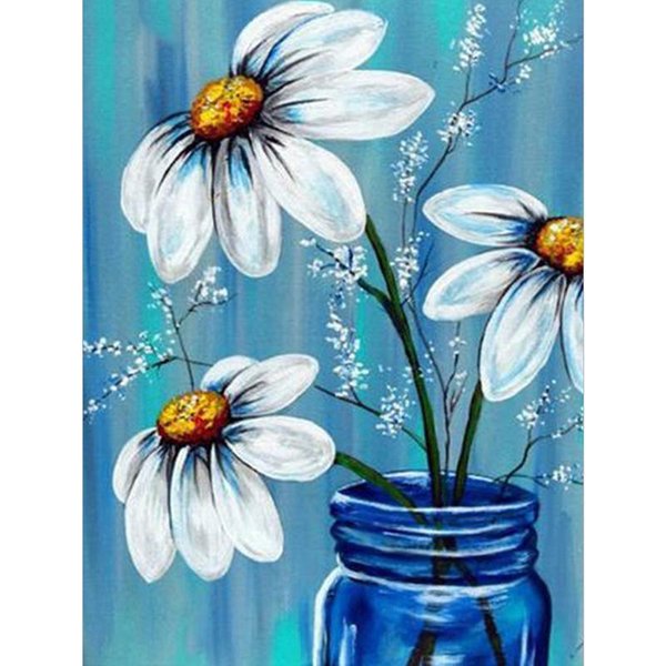 Pintura De Diamantes Flor DIY Bordado De Diamantes Punto De Cruz Mosaico De PedreríA ImáGenes De PedreríA 20X30CM-image