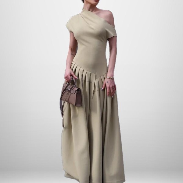 Damska Nowa Temperamentna, Elegancka I Modna Sukienka Bez RęKawóW Z Odkrytymi Ramionami, Plisowana W Jednolitym Kolorze 3XL Gray-image
