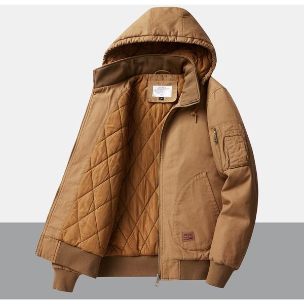 Kurtka Jesienno-Zimowa Typu Casual Kurtka Z Kapturem MęSka Kurtka Typu Flight Kurtka MęSka Typu Casual 4XL Brown-image