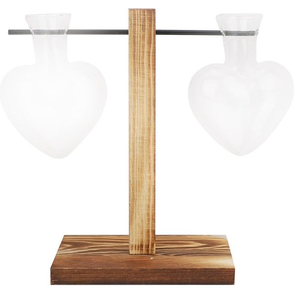 JarróN De Cristal Con Base De Madera Forma De CorazóN Esfera Contenedor Para Plantas HidropóNicas DecoracióN De Mesa Escritorio-image