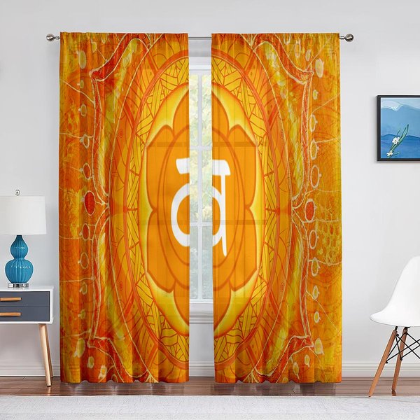 Siedem Czakr Joga Medytacja Zen Przezroczyste ZasłOny Do Dekoracji Salonu Sypialni Okna Kuchennego Woale Tiulowe ZasłOny Draperie ŻAluzje 1 PCS W100Xh250Cm&Grommet Top-image