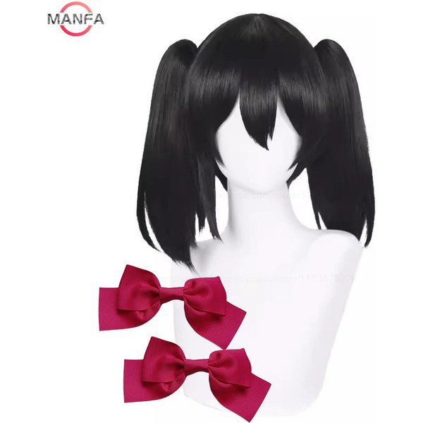 Peluca Cosplay De Alta Calidad Nico Yazawa 40Cm Largo Coletas Pelo Negro Pelucas SintéTicas Resistentes Al Calor + Gorro De Peluca Black-image