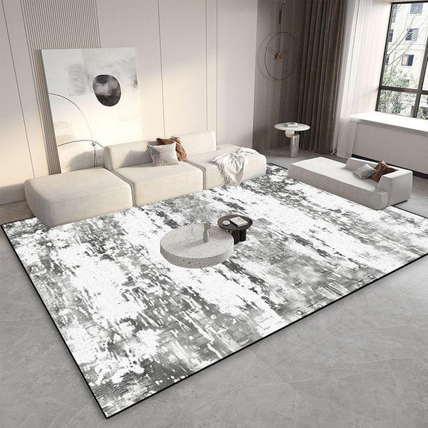 DecoracióN De Sala De Estar Alfombras Grises Alfombras Abstractas De Lujo Ligero Felpudo De Suelo Lateral Para Sofá Del Hogar Dormitorio Vestidor Pasillo Alfombra Grande 60*90Cm-image