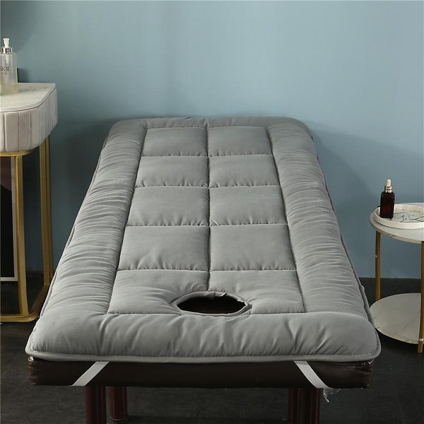 Colchoneta Profesional Para Mesa De Masaje SPA ColchóN Para SalóN De Belleza Con Bandas EláSticas Ligera Plegable CojíN Para Camilla Facial Para Uso En SPA 70X185Cm Gris-image