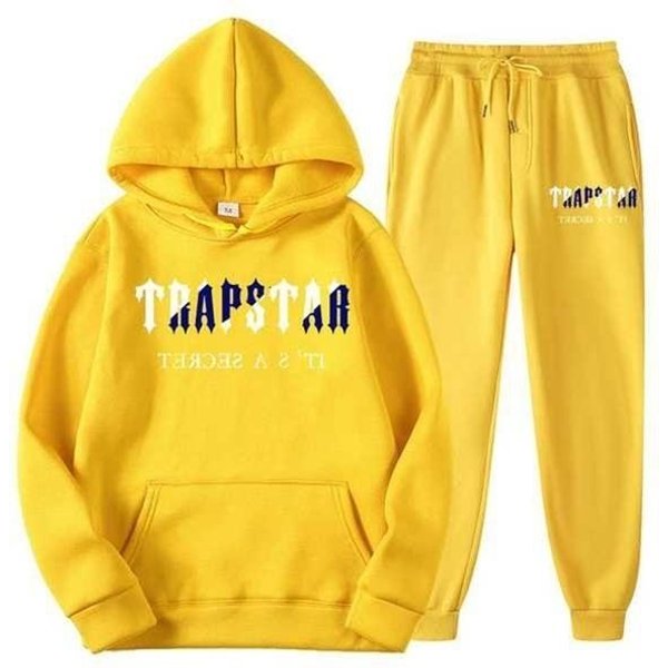 Trapstar MęSki Komplet: Bluza Z Kapturem I Spodnie Dresowe Z Nadrukiem Liter. Triple Extra Large Yellow-image