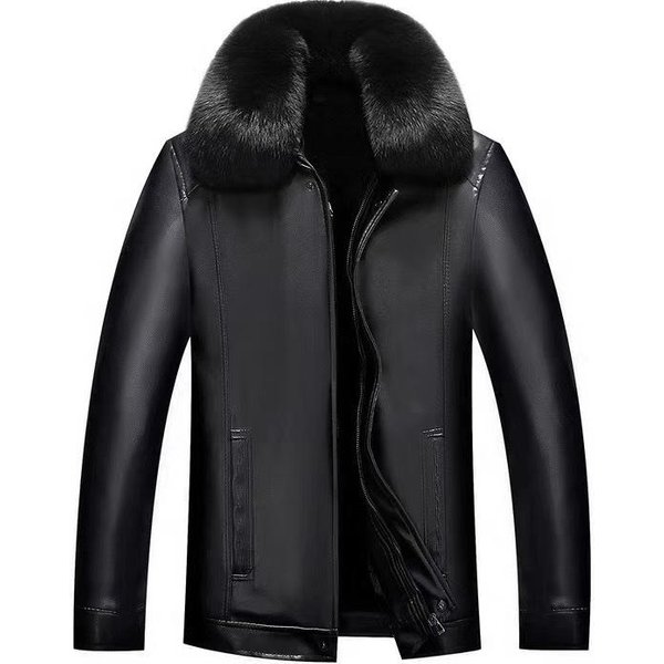 Nueva Chaqueta Todo En Uno De Piel Para Hombre De Mediana Edad Y Anciano Chaqueta De Cuero PU Para Papá Con Terciopelo Y Gruesa Para Invierno 5XL-image