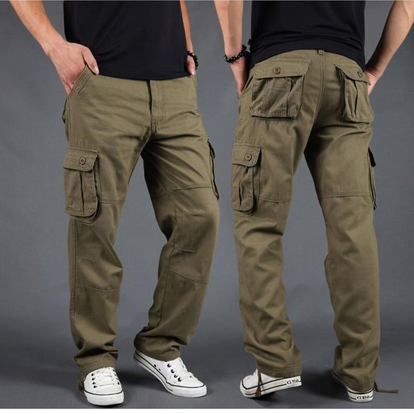 Maita Boczne Kieszenie Na Suwak Cargo Harem Joggers Spodnie MęSkie Taktyczne Casual Harajuku Streetwear Spodnie Dresowe Baggy 3XL Ciemny Kolor Khaki-image