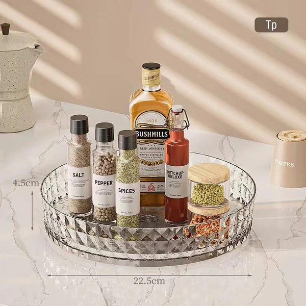 1 Pieza Estante Giratorio De 360 Grados Para Especias De Cocina Estante De Almacenamiento Para Gabinete Bandeja Estante De Almacenamiento Para CosméTicos Estante Redondo Antideslizante Para Especias-image