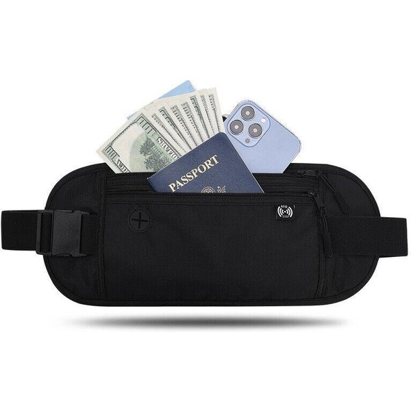 Torba PodróżNa Na Talię Z Blokadą Rfid, Wodoodporna, Saszetka Na Talię, Ukryty Portfel, Blokada Rfid, Etui Na Paszport Czarny-image