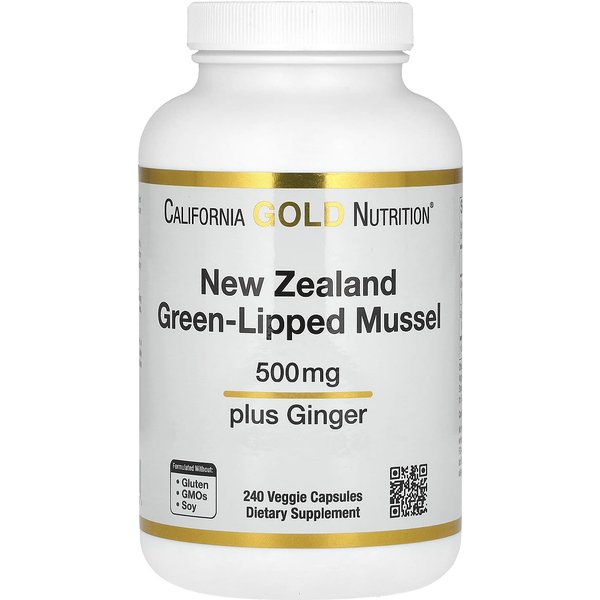 MejillóN De Labio Verde De Nueva Zelanda Con Extracto De Jengibre, 500 Mg, 240 CáPsulas Vegetarianas-image