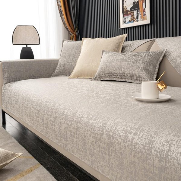 Funda De Sofá Jacquard De Alta PrecisióN CojíN De Sofá Moderno Para Sala De Estar Estilo Lujo Ligero Universal Antideslizante CojíN De Asiento Funda De Sofá 70X70Cm 1Pcs Gris-image