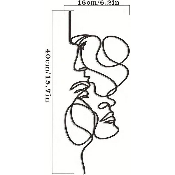 1 Szt. Metalowa Sztuka śCienna Minimalistyczna - Dekoracja śCienna Facial Line, Abstrakcyjna Czarna RzeźBa Z żElaza Do Nowoczesnego Wystroju Domu-image