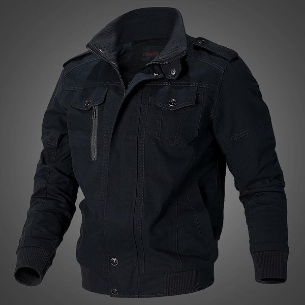 Chaqueta De Hombre Lavada De AlgodóN Puro Chaqueta Nueva Chaqueta Casual De Cuello Alto Para JóVenes Chaqueta De Hombre De Primavera Y OtoñO Xxxxl Black-image