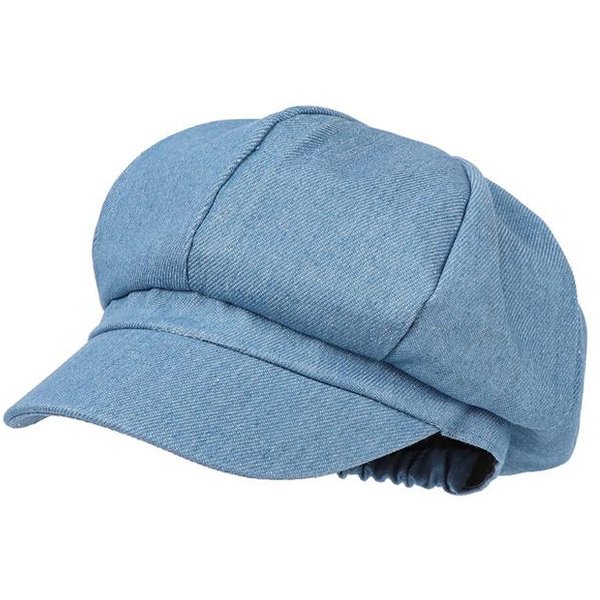 OśMiokąTne Czapki Damskie Kapelusze Vintage Beret Jednolity Kolor DżIns Tkanina Codzienna Damska Czapka Gazeciarza Dobra Jakość Kapelusz Malarza Nowy One Size Gray-image