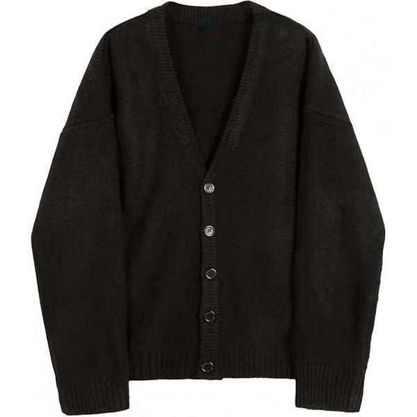 Abrigo SuéTer Para Hombre Cuello En V SuéTer De Punto CáRdigan Para OtoñO Invierno Grueso EláStico Manga Larga Estilo Preppy CáLido Color SóLido XL Negro-image