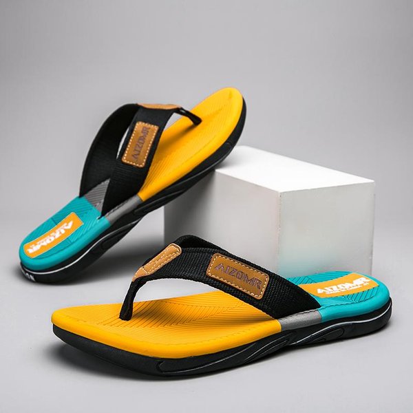 Chanclas Para Hombre Zapatillas De Secado RáPido Sandalias De Playa Chanclas Comodidad Sandalia De Exterior Hombre Casual Transpirable Antideslizante Zapatos Para Hombre 44 Amarillo-image
