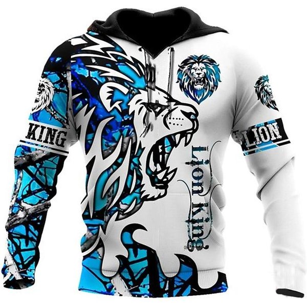 MęSka Bluza Z Kapturem 3D Tiger Printed Loose Designer Bluzy Wiosna Jesień DłUgie RęKawy Pullover 4XL Oversized Harajuku Y2K Odzież 3XL Gray-image