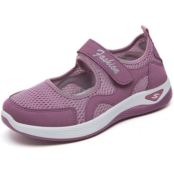 Zapatos Vulcanizados Nuevos Malla Transpirable CóModos Casuales Ligeros Zapatos De Madre Color SóLido Sencillos De Moda Zapatos Planos Para Caminar 41 PúRpura-image