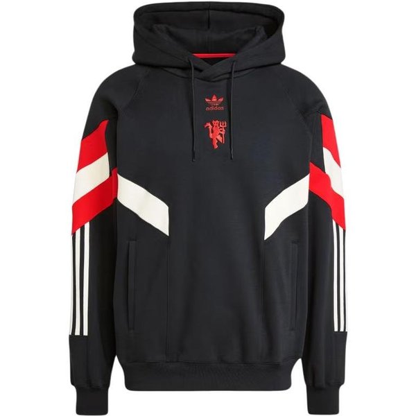 Adidas Originals Manchester United MięKka Wygodna LuźNy KróJ Odznaka AmerykańSka Bluza MęSka Czarna IS6521 S-image