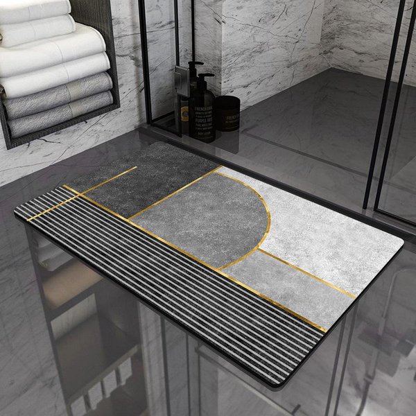 Alfombrilla De BañO Absorbente De Diatomeas, Suave, De Secado RáPido, Antideslizante, Para Puerta De Inodoro 40*60CM Gray-image